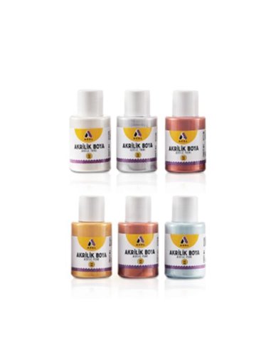 Adel σετ 6 ακρυλικών χρωμάτων Metallic, 25ml ανά χρώμα