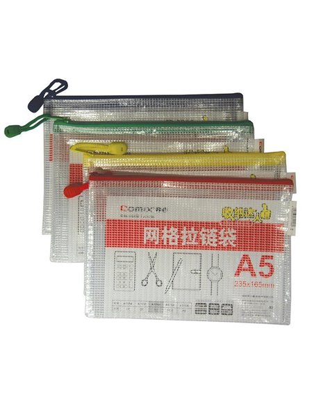 Comix τσαντάκι PVC διάφανο με φερμουάρ Α5 Υ23,5x16,5εκ.