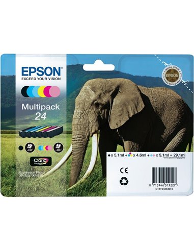 Ink Epson T242840 Multipack 6 Colours Claria Photo HD Ink Elephant
