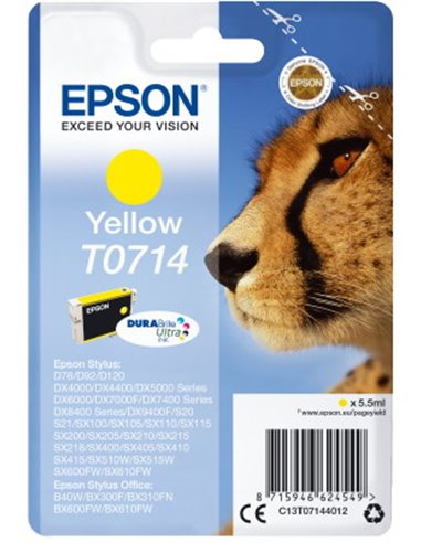 Ink Epson T0714 C13T07144020 Ultra Yellow - 5,5ml - 475Pgs