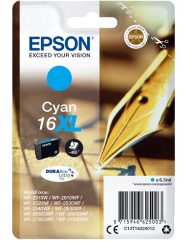Ink Epson T163240 XL Cyan with pigment ink