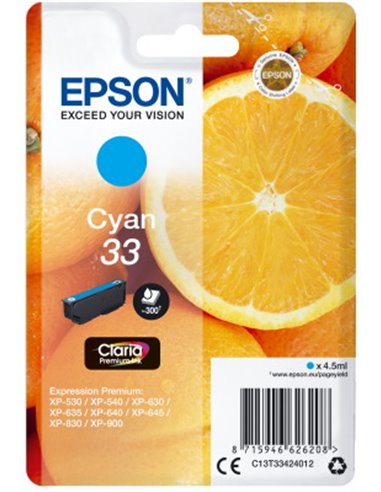 Ink Epson 33 C13T33424012  Claria Premium  Cyan - 4.5ml