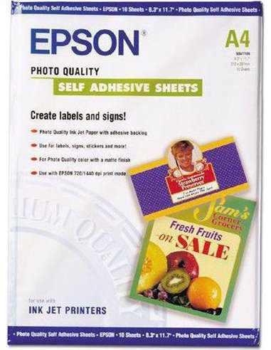 Photo Quality Self Adhesive Paper Epson A4 10Shts 167g