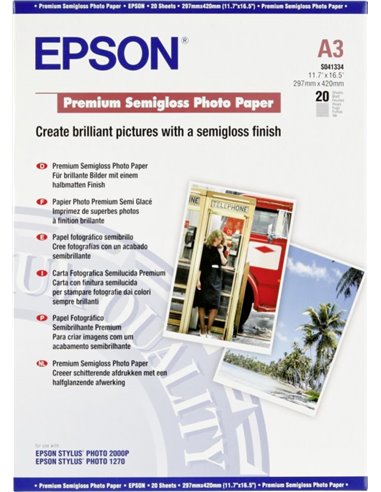 Premium Photo Paper Epson Semi Gloss A3 20Shts 251g