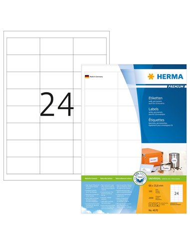 Labels Herma Laser LP 66 x 33.8mm 2400T - 100Shts