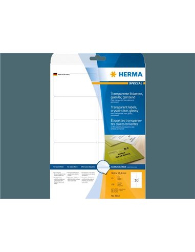 Labels Herma Laser Transparent Glossy 96mm x 50.8mm - 250Τ 25 Shts 8018
