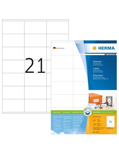 Labels Herma Copier CP 70 x 42mm - 2100T 100 Shts
