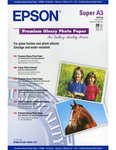 Premium Photo Paper Epson Gloss A3  20Shts 255g