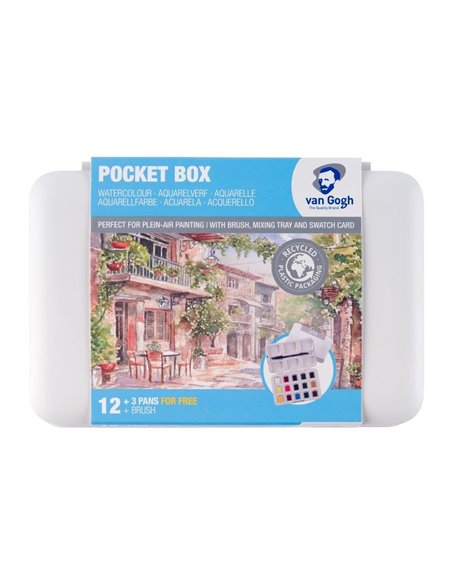 Talens van gogh ακουαρέλα12+3 χρώματα pocket box